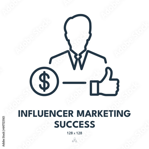 Influencer Marketing Success Icon. Media, Campaign, Advertising. Editable Stroke. Simple Vector Icon