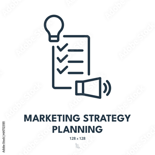 Marketing Strategy Planning Icon. Project, Plan, Campaign. Editable Stroke. Simple Vector Icon