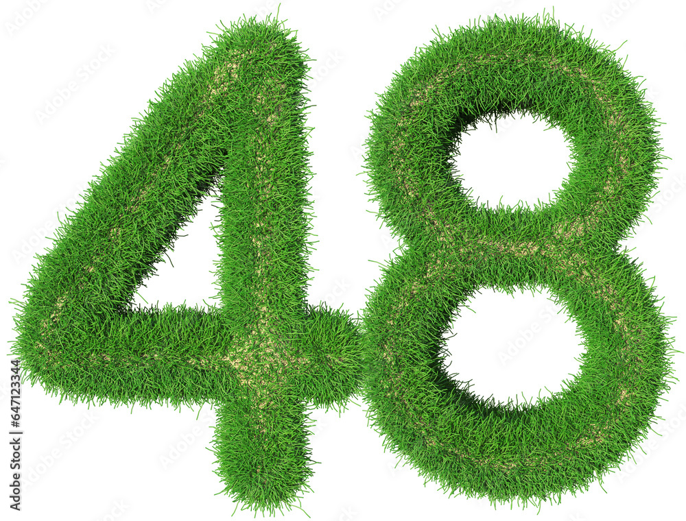 grass number 48 - 3d green number