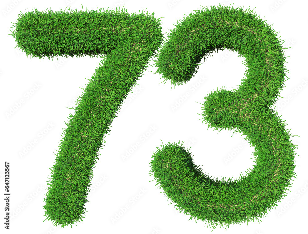 grass number 73 - 3d green number