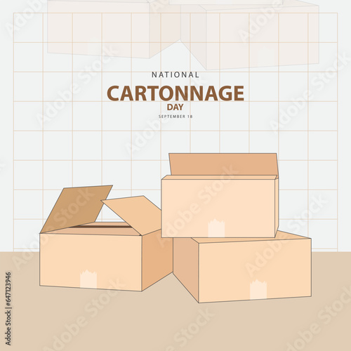 National Cartonnage Day on september 18, with vector illustration some cartonnage and text isolated on abstract background for celebrate and commemorate National Cartonnage Day. Suitable any design.