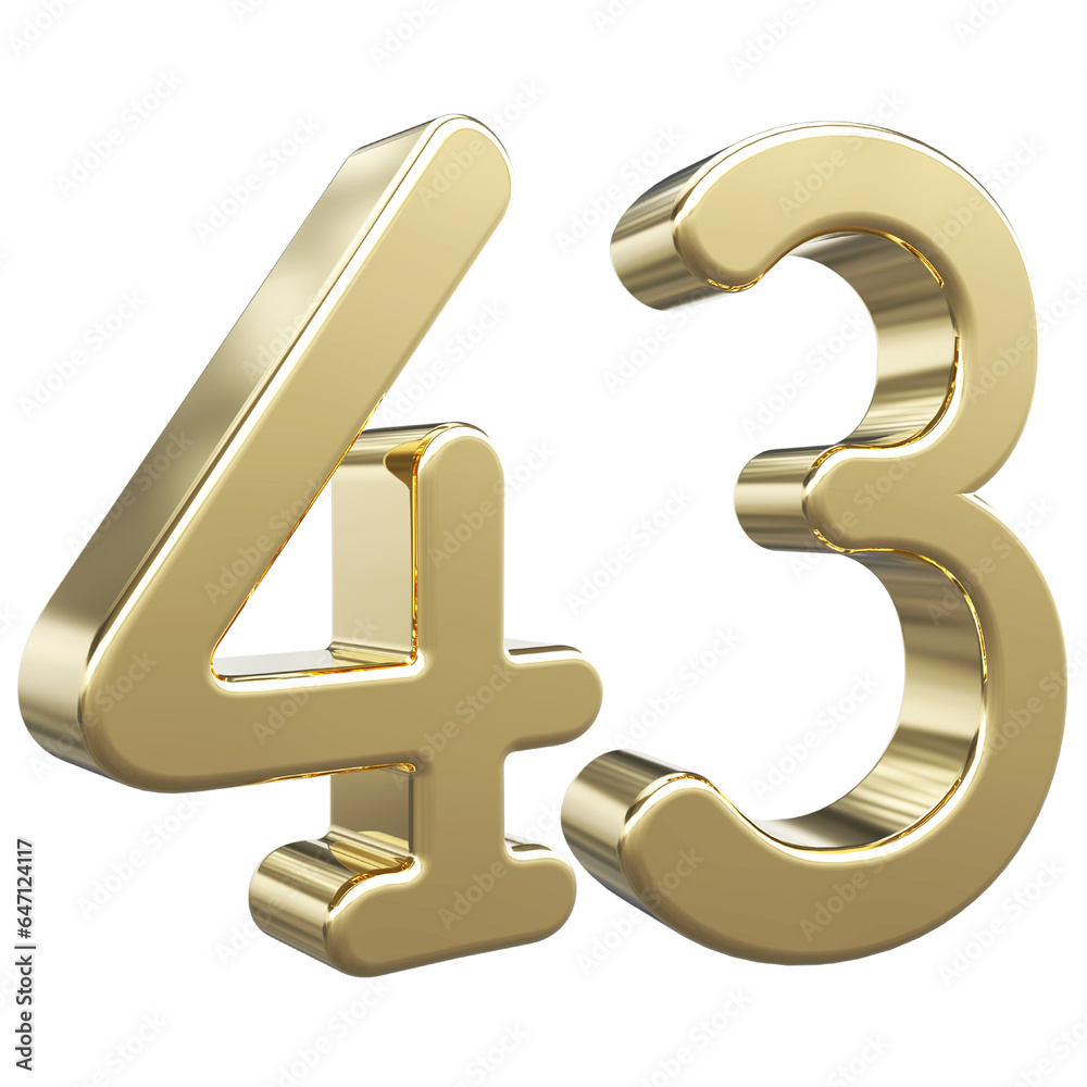Obraz premium Gold number 43 - 3d number