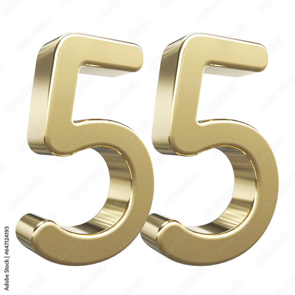 Gold number 55 - 3d number Gold number 55 - 3d number