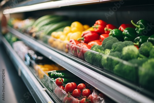 vegetables in a supermarket shelves 