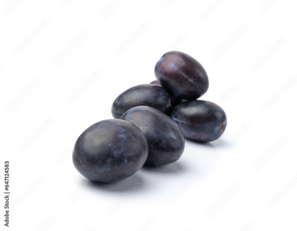 Plum Isolated, Whole Blue Prune, Ripe Fresh Plums, Dark Blue Healthy Fruits Plum Isolated, Whole Blue Prune, Ripe Fresh Plums, Dark Blue Healthy Fruits