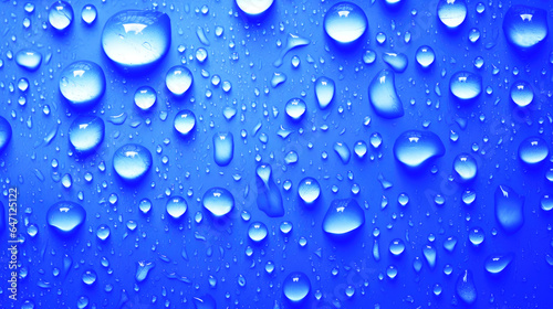 Drops of water on a blue surface