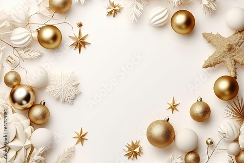 Minimal gold and white Christmas decoration background