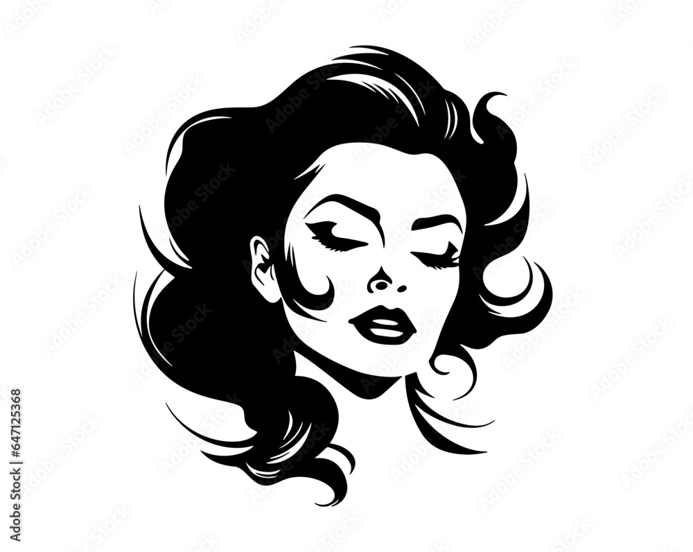 Vector Illustration of a woman with lines drawing for logo,icon, black and white Vector Illustration of a woman with lines drawing for logo,icon, black and white
