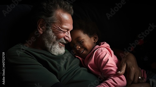 Happy African American father and child spend time together. Parental love. Dad and his baby. Happy Father's men’s Day! 