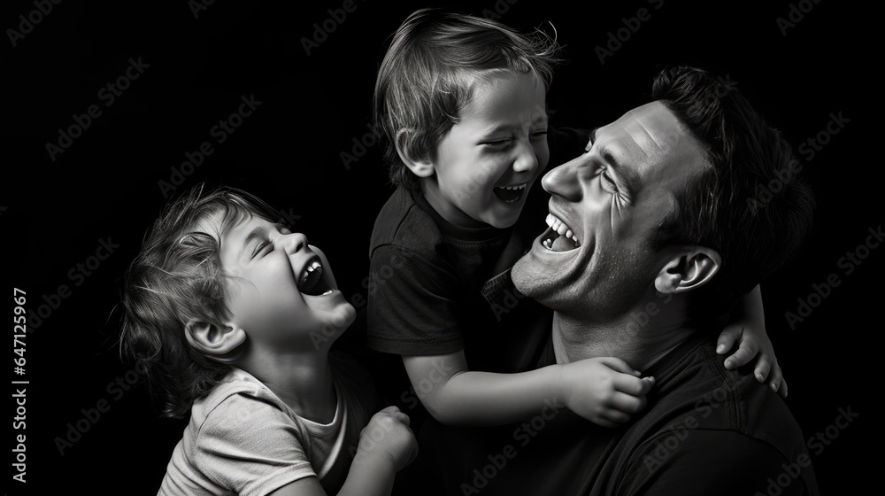 Happy father and child spend time together. Parental love. Dad and his baby. Happy Father's men’s  Day!