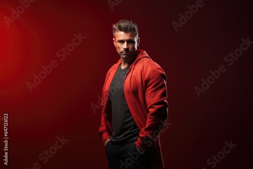 Actor in a dramatic pose against a solid color background - Performance and Drama - AI Generated