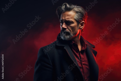 Actor in a dramatic pose against a solid color background - Performance and Drama - AI Generated