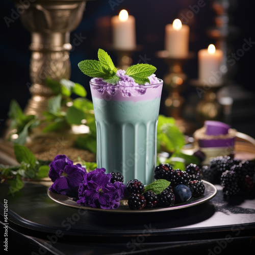 A velvety blackcurrant and mint milkshake 