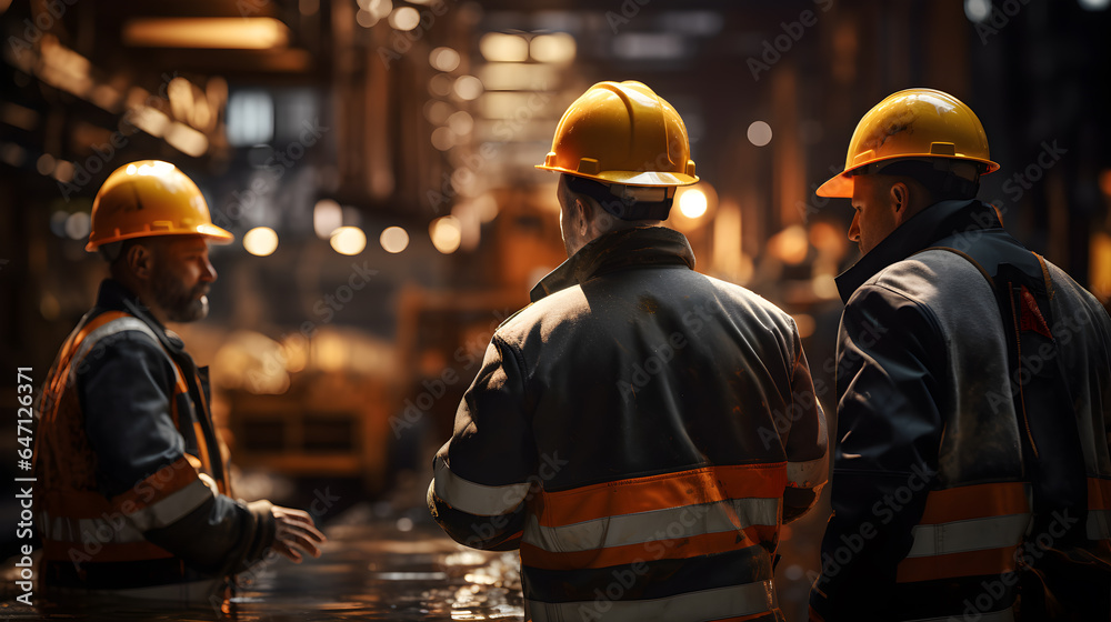 Each member of the industrial workforce sported a safety vest and hard hat as they collaborated