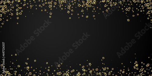 Christmas stars vector overlay.  Magic stars luxury sparkling confetti. Christmas spirit. Festive stars vector illustration on black background.