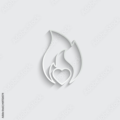 heart in a fire icon vector love sign