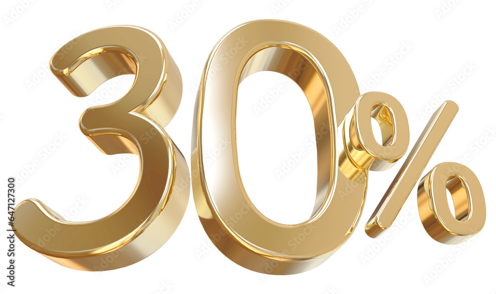 30 percent discount - 3d number gold 30 percent discount - 3d number gold