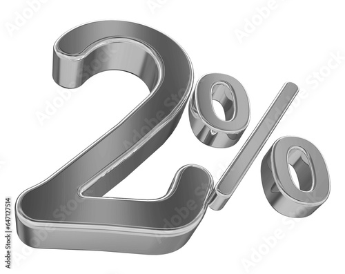 2 percent discount -3d number silver