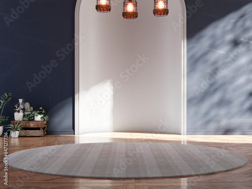 Empty Room with Lamps, 3D Render