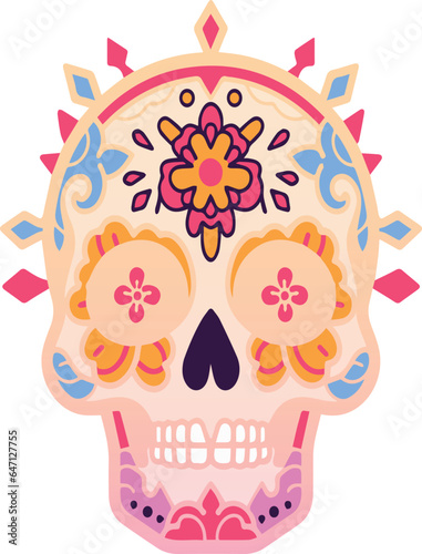Hispanic heritage sugar skull marigold Festive dia de los muertos with vector icon