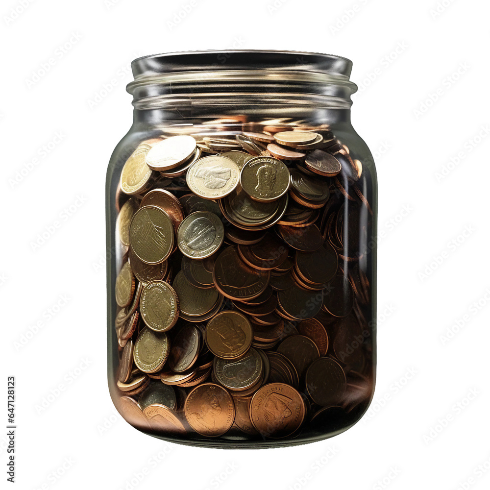 coins inside a jar photograph. isolated transparent background coins inside a jar photograph. isolated transparent background