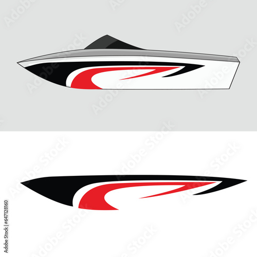 Fotografiet yacht wrapper sticker design vector. yacht side body stickers