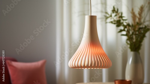 White ceiling lamp shade, Scandinavian contemporary style.