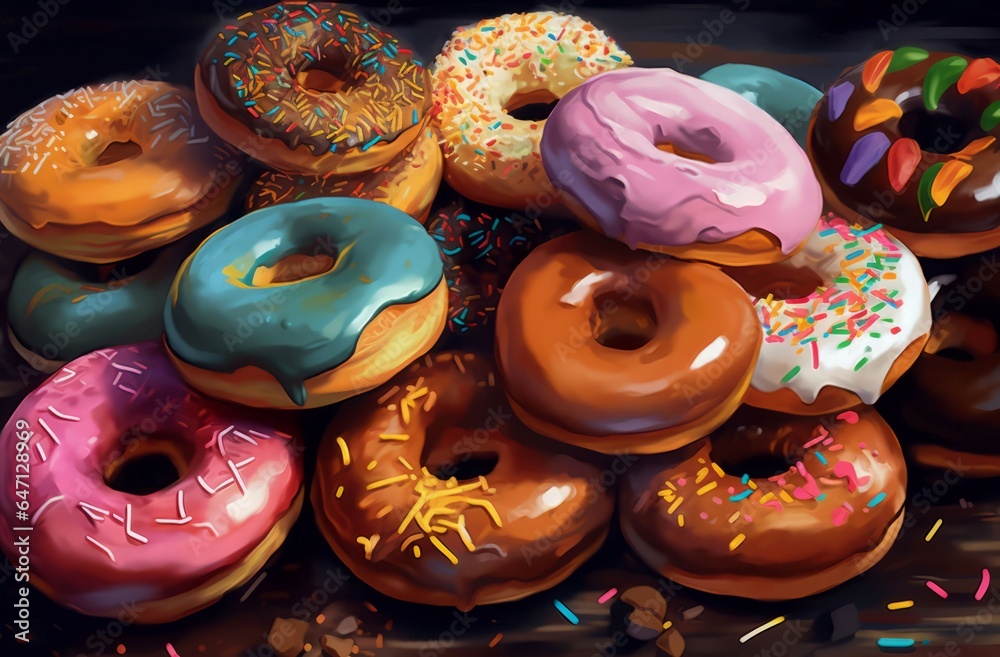 Donuts colorful different. Generate Ai