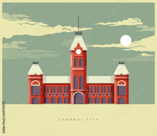 Chennai City Icon - Chennai Central Station - Stock Icon