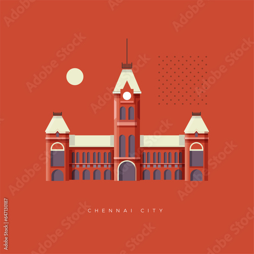 Chennai City Icon - Chennai Central Station - Stock Icon