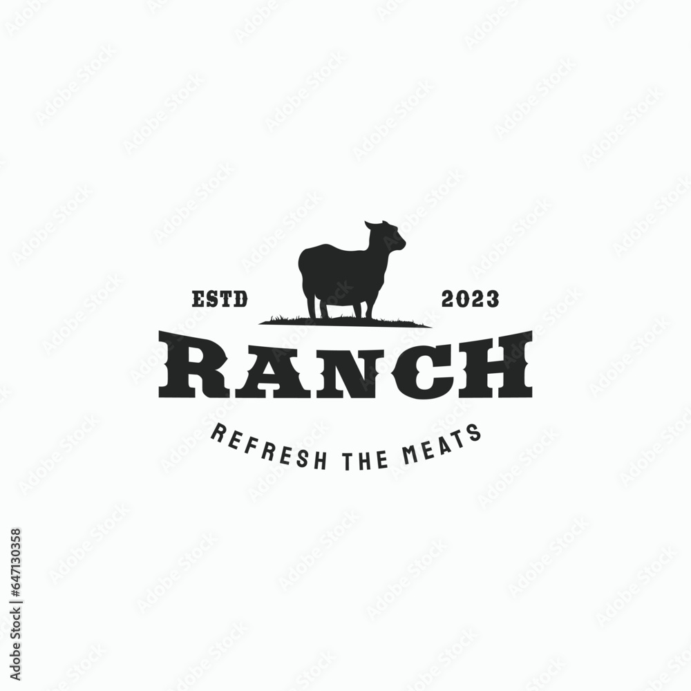 Obraz premium modern vintage agricultural ranch and urban farming of lamb logo business design vector illustration with retro and elegant styles isolated on white