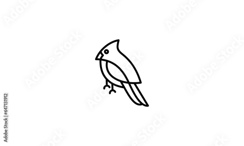 simple outline cardinal bird logo design vector, line drawing art bird photo