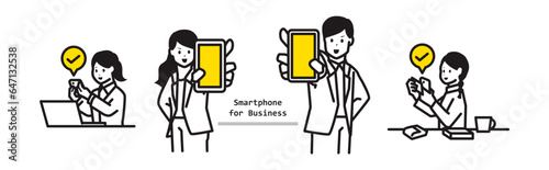 Business and smartphone illustration set
