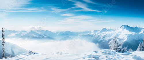 Snowy landscape in glacier valley - Winter background texture
