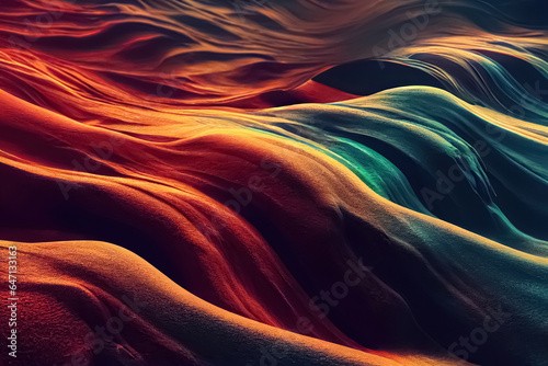 Multicolored liquid wavy dynamic fluid abstract background. Undulating relief