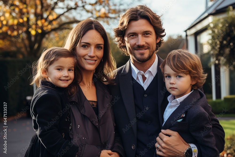 A happy family in front of their dream home. housing and the real estate market.'generative AI'
A happy family in front of their dream home. housing and the real estate market.'generative AI'