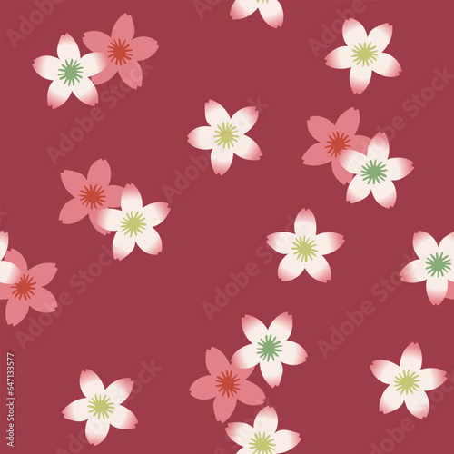 Japanese Pretty Cherry Blossom Fall Vector Seamless Pattern