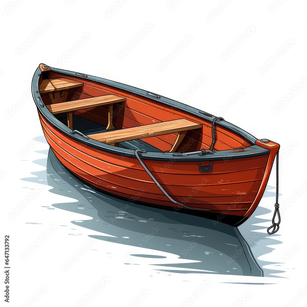 Cute Rowboat with cartoon style isolated on a white background Cute Rowboat with cartoon style isolated on a white background