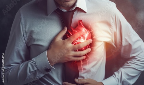 people chest pain from heart attack. healthcare concept, Generative AI