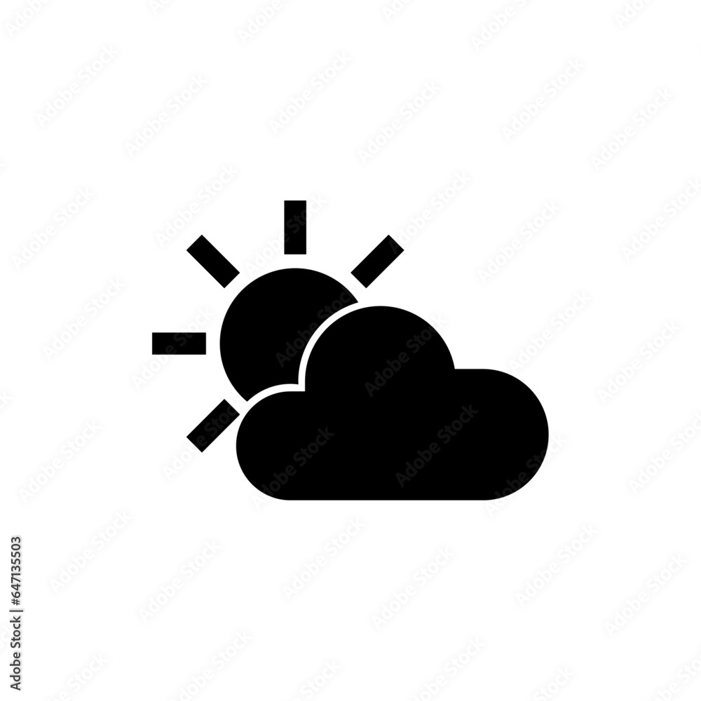 sun and cloud icon symbolizing weather conditions. sun partially obscured by a fluffy cloud evokes a of partly cloudy or mostly sunny weather. vector icon is perfect for weather apps, websites design sun and cloud icon symbolizing weather conditions. sun partially obscured by a fluffy cloud evokes a of partly cloudy or mostly sunny weather. vector icon is perfect for weather apps, websites design