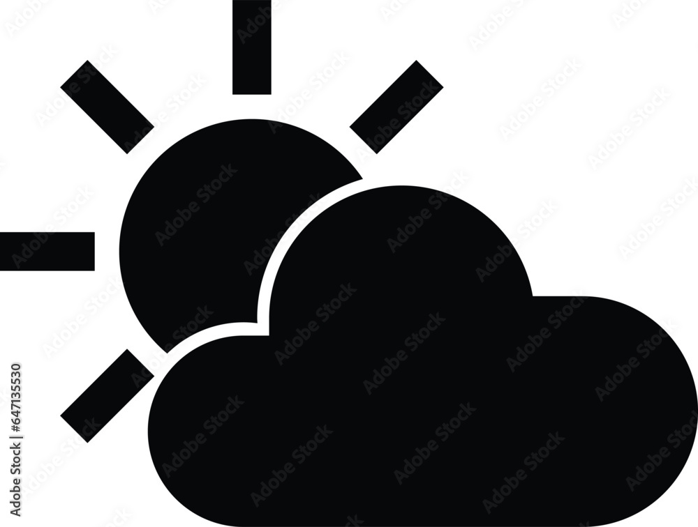 sun and cloud icon symbolizing weather conditions. sun partially obscured by a fluffy cloud evokes a of partly cloudy or mostly sunny weather. vector icon is perfect for weather apps, websites design sun and cloud icon symbolizing weather conditions. sun partially obscured by a fluffy cloud evokes a of partly cloudy or mostly sunny weather. vector icon is perfect for weather apps, websites design