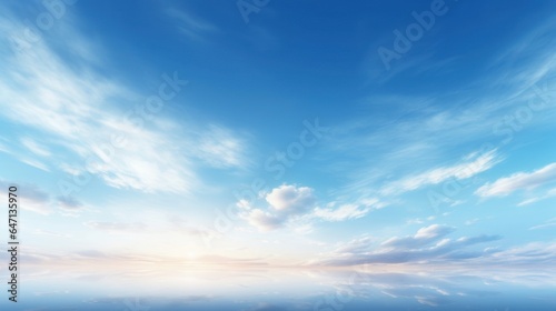 beautiful blue sky with white cloud in sunrise, Generative AI © Frame Fusionist