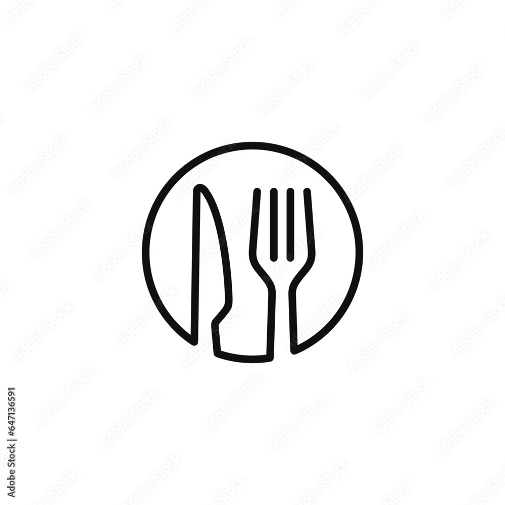Restaurant line icon isolated on white background. Fork and knife icon Restaurant line icon isolated on white background. Fork and knife icon