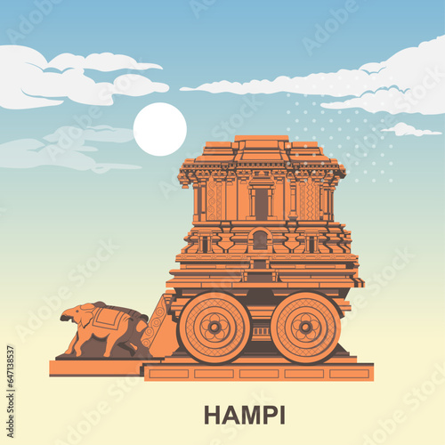 Hampi Monuments  - The Garuda Shrine as Stone Chariot -  Icon Illustration photo