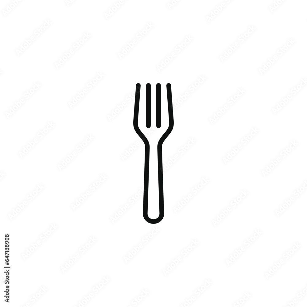 Kitchen fork line icon isolated on white background Kitchen fork line icon isolated on white background
