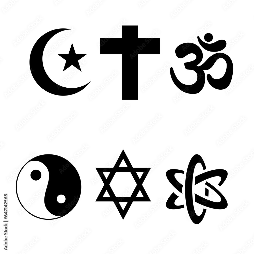 Obraz premium World Religious Symbols Set isolated on white background. Flat Vector Icon Design Template Element