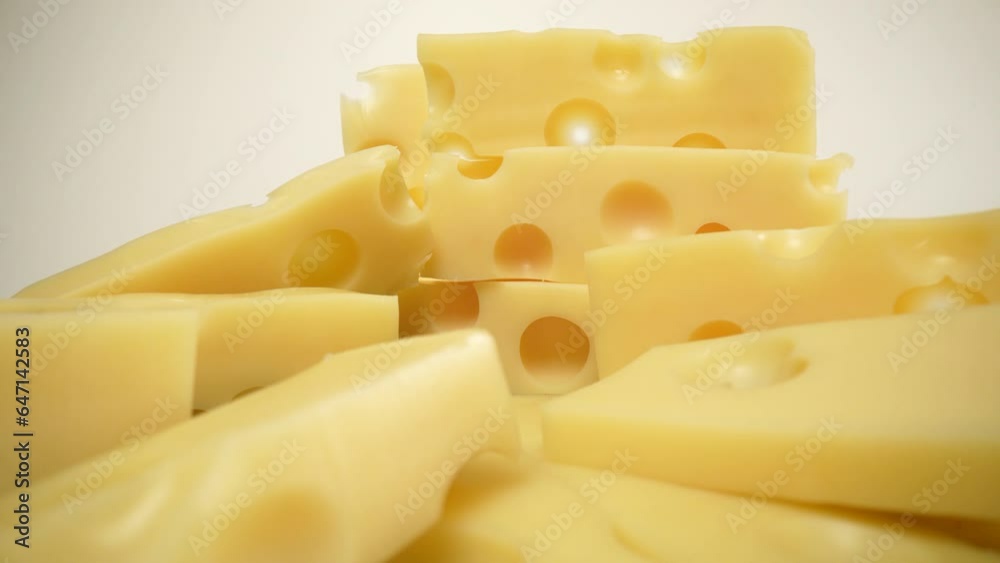 Emmental Cheese in a dolly macro shot Emmental Cheese in a dolly macro shot