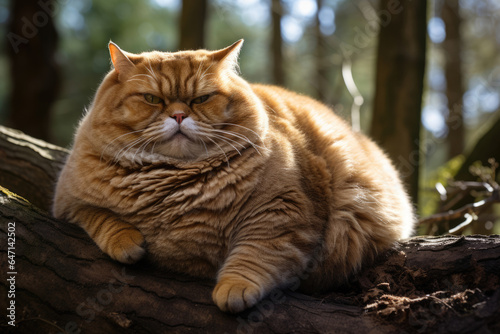 lazy fat cat is lying, concept of sedentary sedentary lifestyle, struggle