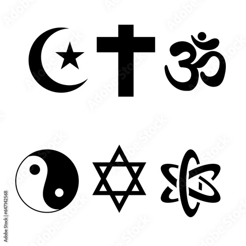 World Religious Symbols Set isolated on white background. Flat Vector Icon Design Template Element