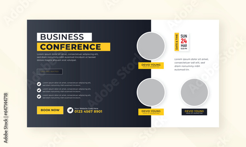 Live webinar online marketing business conference web banner and facebook cover template design
